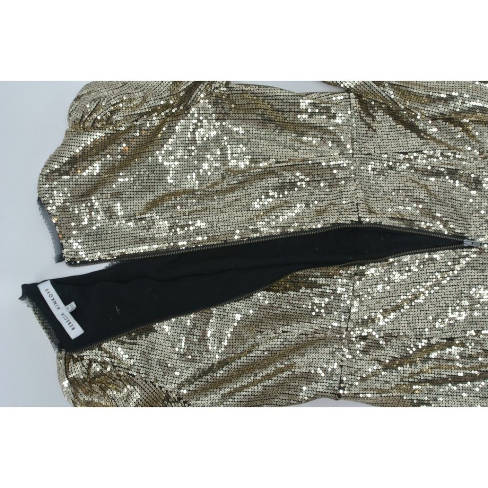 Rebecca Minkoff Gold Sequin V-Neck Long Sleeve Dress 10 - Picture 4 of 4